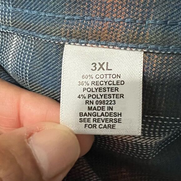 New! Magellan Outdoor LS Pro Performance Flannel Blue/Orange Men Shirt Sz 3XL - Picture 10 of 14